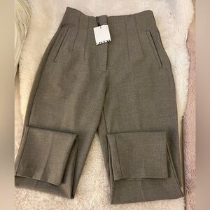 Zara Taupe High Waisted Trousers